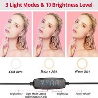 Lampa pierścieniowa LED Selfie stojak na telefon z składane ramię koło wypełnienie światło możliwość przyciemniania statyw fotografia RingLight dla YouTobe Streaming 2